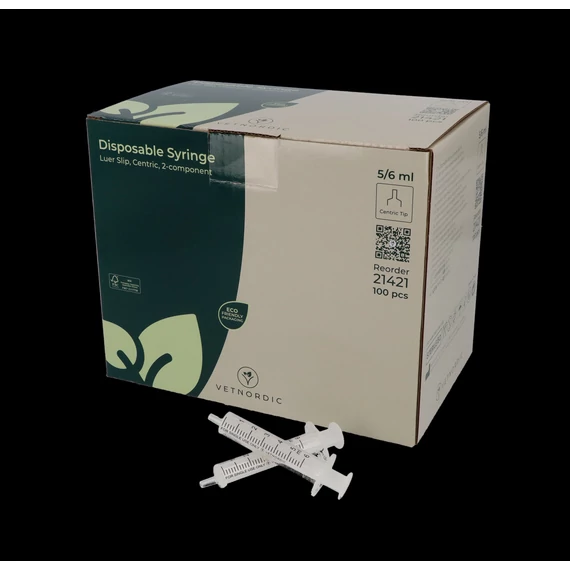 EH: fecskendő, 2 részes, steril, Luer kónusz, centrikus, 5/6 ml